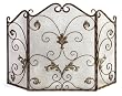 48" Fancy 3-Panel Fireplace Screen with Curlicue Design