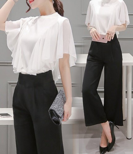 インポート　ピンク　import pink　海外　インポート　ホワイト　フリル　シフォン　トップス　パンツ　セット　アップ　オールインワン　ジャンプ　スーツ　大人　きれいめ