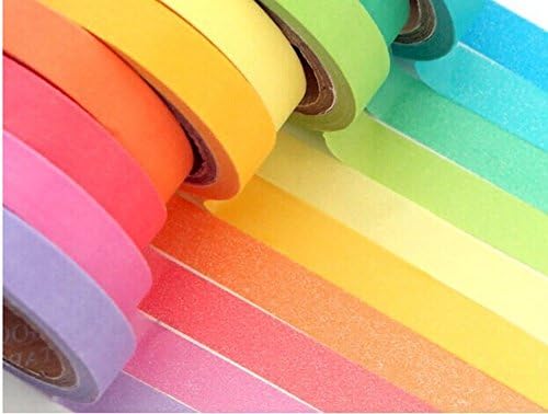 TKmell 10xRoll Decorative DIY Tape Washi Rainbow Candy Color Sticky Paper Masking Adhesive Tape Scrapbooking &amp;Phone DIY Decoration