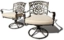 Strathwood St. Thomas Cast Aluminum Swivel Dining Arm Chair with Cushion, Set of Two