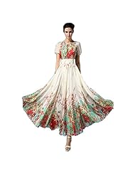 Chiffon Floral Print Cocktail Short Sleeves Homecoming Dress/Party Dress/Wedding Dress/Midi Dress 