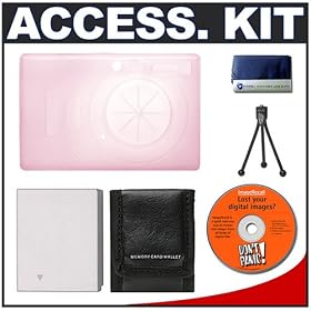 Snug-It Tight Fit Camera Skin (Pink) with Spare NB-4L Battery + Cameta Bonus Accessory Kit for... by Delkin