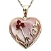 14k Yellow Gold Ruby and Pink Mother of Pearl Heart Flower Pendant, 18