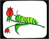 Decorated Mouse Pad with green, red, tulip, flower, caterpillar