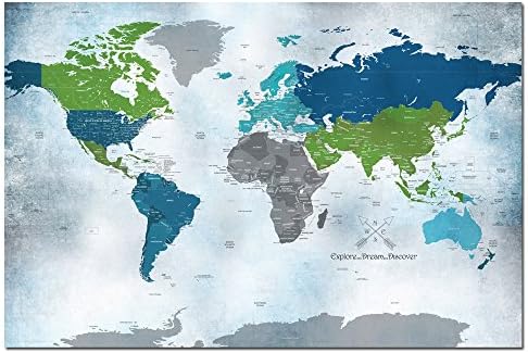 World Map, 24x36 Inches, Dreamy World, World Travel, Adventure Travel, Vacation Art, Travel Map, POSTER
