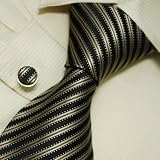 A1021 NEW Designer Gold Stripes Neck Tie Cufflinks with Presentation Box Brown Ties for Men Black Jacquard Woven Silk Mens Neck Tie and Cuff Links Gift Set