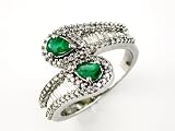 Women's Diamond & Emerald Ring in 14K White Gold (1.12 ctw)