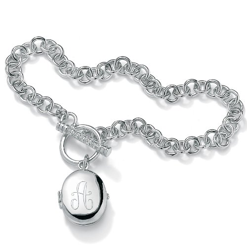 Lux Sterling Silver Locket Charm Bracelet 7 1/2 inches