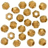 Gold Tone Brass Chunky Faceted 5mm Round Beads (30 Beads)