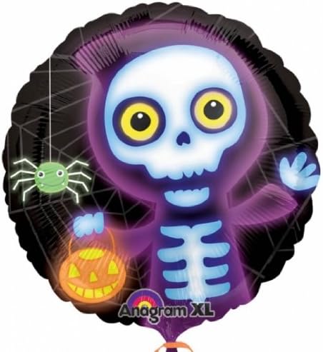 1 X Skeleton Boo With Spider & Web Halloween 18" Mylar Foil Balloon Party