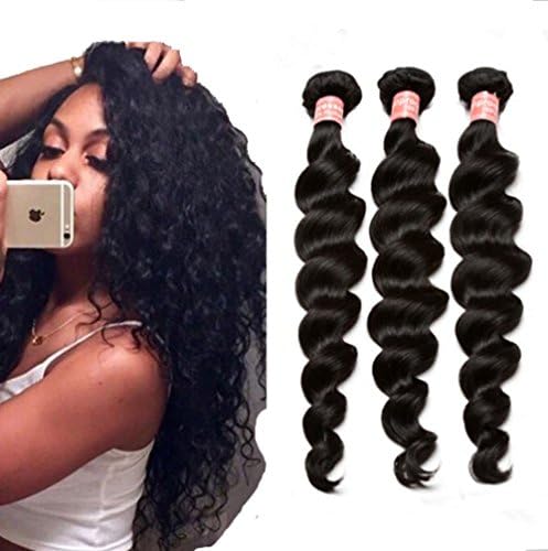 nonoshow Brazilian Virgin Hair Loose Wave 3Pcs/Lot Brazilian Human Hair Weave Bundles 6A Brazilian Loose Wave 50g/pc (Length: 18 inch)