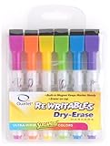 Quartet ReWritables Dry-Erase Mini Markers, 6-Marker Set with Cap-Mounted Erasers, Assorted Screamers Colors (51-661142Q)