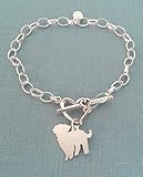 .925 Sterling Maltypoo Dog Chain Bracelet with Heart Toggle Your Pet Memorial Monogram Jewelry