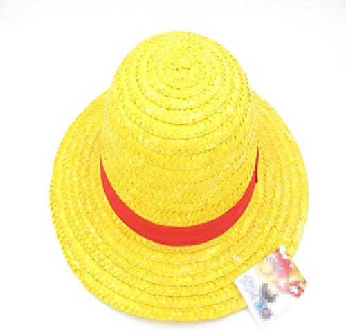 One piece Luffy Straw Hat with String by MOVTEKE Cosplay Accessories Better for kids Yellow Color (30CM)