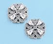 Sterling Silver Earrings with Marcasite with Clear CZ - 17 mm