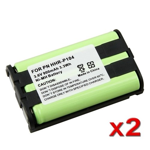 eForCity 2x Phone Battery Compatible with Panasonic HHR-P104 HHR-P104A