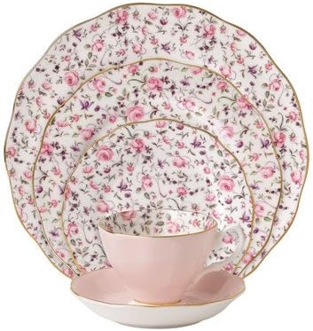 5 Piece Rose Confetti Vintage Formal Place Setting by Royal Albert