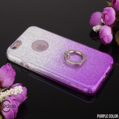 iphone 6/6s plus Cove Case,4 colors Shiny Bling Sparkle 3 Layer case glitter gradual change iPhone Case with fingerring for iphone 6/6s plus 5.5 inch (purple 5.5)