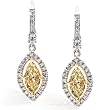 2-1/2ct TW Fancy Yellow Marquise Diamond Earrings in 18kt Gold
