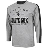 MLB Boys' Chicago White Sox Roll Out Long Sleeve Crew Neck Overdyed Tee (Steel Heather/Black, Small)