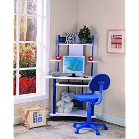 Blue Finish Corner Workstation Kids Computer Desk