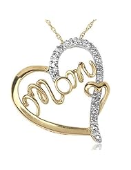 10k Yellow Gold 0.08 ctw Diamond Mom Monogrammed Heart Pendant