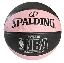 Spalding NBA Varsity Outdoor Rubber Basketball - Black/Pink - Intermediate Size 6 (28.5