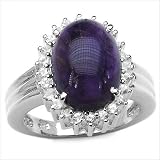 14x10mm Huge Amethyst And White Topaz Silver Ring 101047