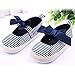 Weixinbuy Baby Girls Stripe Bowknot Velcro Soft Sole Prewalker Crib Shoes