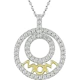 14k Gold 1/3ct Diamond Double Circle Mom Necklace (I-J, I2-I3)