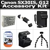Accessory Kit For The Canon SX30IS SX30 IS Canon G12 Digital Camera Includes USB 2.0 High Speed Card Reader + Extended Replacement NB-7L (1500 mAH) Battery + Ac/Dc Rapid Battery Charger + Deluxe Case + Clear LCD Screen Protectors + Grpster
