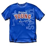 Texas Rangers MLB Michael Young Players Stitch" Boys Tee (Royal) (Large)"
