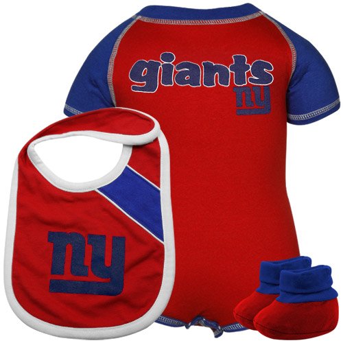 New York Giants Infant Red-Royal Blue Creeper, Bib & Bootie Set (24 Months)