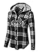 J.TOMSON Women's Long Sleeve Hooded Plaid Checkered Button Up Flannel Shirt Top