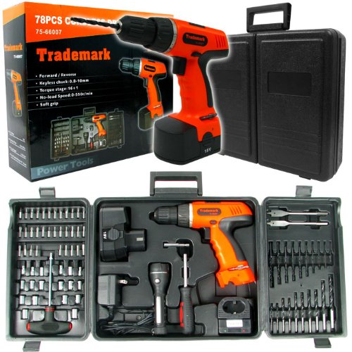 78 Pc 18 Volt Cordless Drill Set many extras