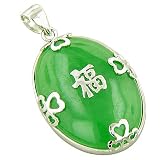 Amulet Good Luck And Wealth Green Jade 925 Silver Pendant