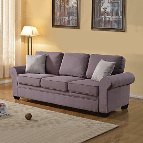 Traditionally Classic Designed 3 Piece Soft Linen Sofa in Color Dark Grey, Light Grey, Beige, and Red (Dark Grey)