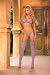 Elegant Moments 3pc Striped String Bra, Thong & Stockings. (Pink/Blue, One Size)