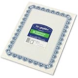 Geographics Parchment Paper Certificates, 8.5 x 11 Inches, Blue Royalty Border, 50 per Pack (22901)