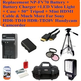 Deluxe Package Includes- 16gb Sd Memory Card + Replacement Np-fv100 Battery + Battery Charger + Video Light + Deluxe Case + 57 Tripod + Mini Hdmi Cable & Much More for Sony Hdr-td10 Hdr-td20v Handycam Camcorder