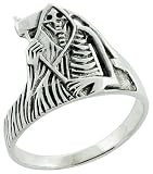 Sterling Silver 9/16 (14 mm) Grim Reaper Ring