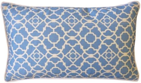 Jiti Moroccan Linen Throw Pillow, 12 by 20-Inch, Blue