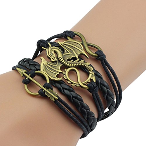 jeansian Women's Vintage Dragon charm Arrow Love Bracelet WCE009 Black
