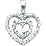 Sterling Silver Cubic Zirconia Heart Charm