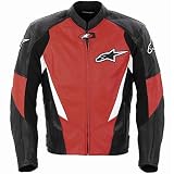 Alpinestars Stage Perforated Men's Leather Street Bike Racing Motorcycle Jacket - Color: Black/Red, Size: 58