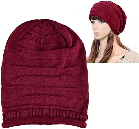 SP Product NEW Unisex Knit Baggy Beanie Beret Hat Ski Cap Oversized (Red Rose)