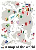 Reusable Decoration Wall Sticker Decal - World Map with Flags Reusable Decoration Wall Sticker Decal - World Map with Flags