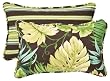 Pack of 2 Rectangular Throw Pillows 18.5" - Reversible Tropical Green Stripe