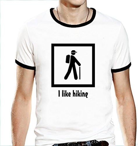 Lovelytt Men's Tee Awesome T Shirts Backbag Man Ringer Style T Shirt White Size Small