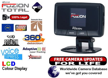 Microfuzion Microfuzion Total Worlds Smallest GPS Based Speed Camera Detector with LCD Display and Voice Announcements - Warns of Gatsos / Digital Cameras / Congestion Zone etc?. Includes Free Speed Camera Updates for Life